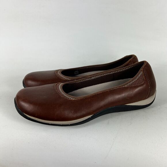 L.L. Bean Ballet Flats Shoes Women's 8.5 Brown Leather Round Toe Slip On Casual - Picture 4 of 9